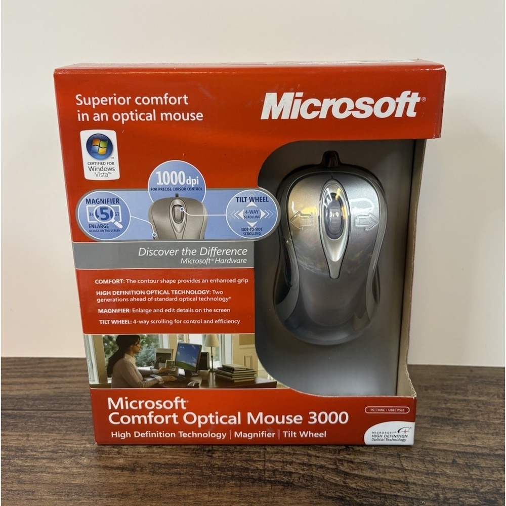 Microsoft Comfort Optical Mouse 3000 Wired Mouse HD Technology Tilt Wheel